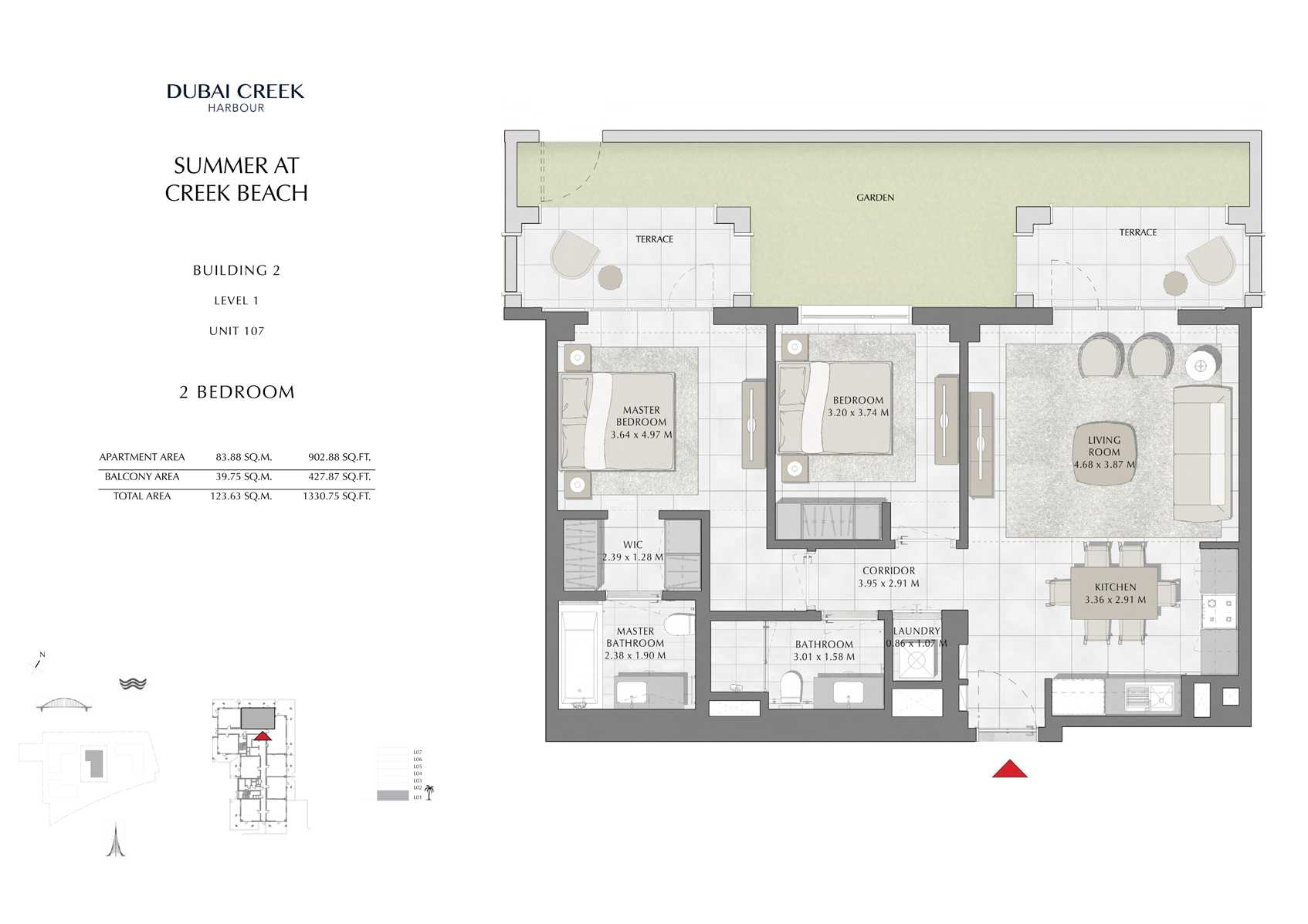 2 Br Building 2 Level 1 Unit 107, Size 1330 Sq Ft